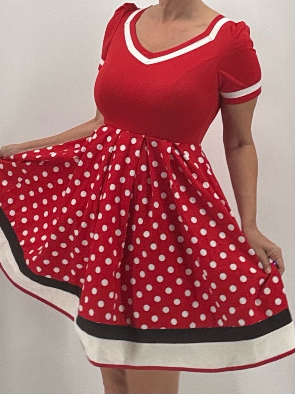 Vintage 50s Pin Up Girl Rockabilly Americana Patriotic Polka Dot Swing Dress